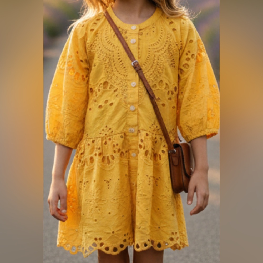 Anthropologie Sunny Yellow Eyelet Kids Dress